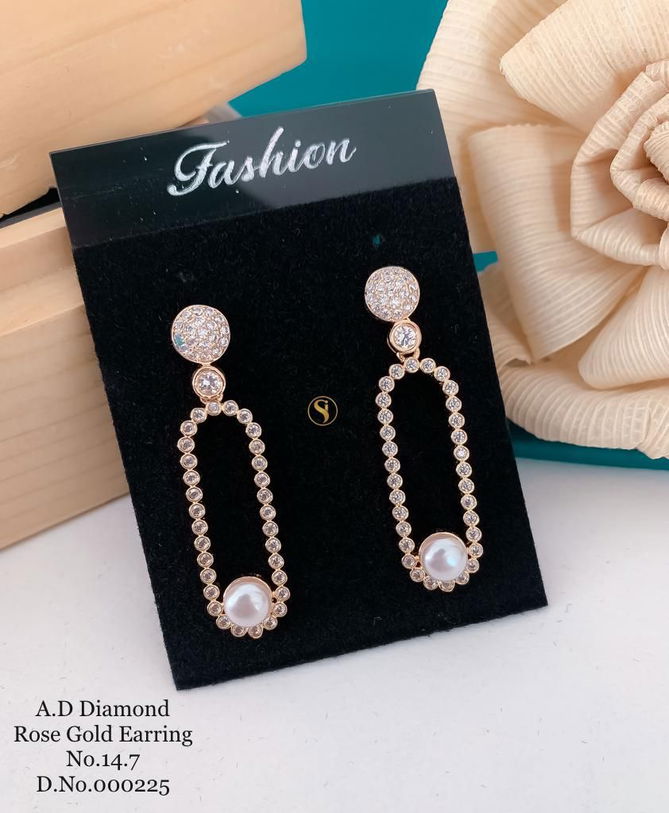 AD Diamond Rose Gold And Silver Fancy Earrings 2 Wholesalers In Delhi
